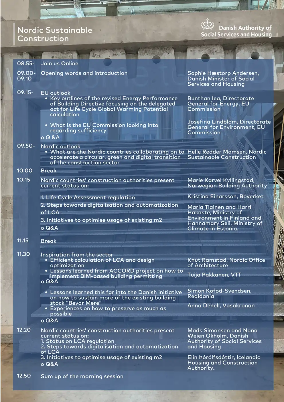 Agenda for Nordic Climate Forum for Construction 2025