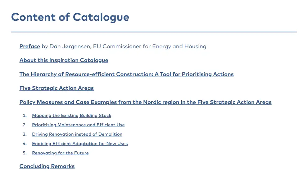 Content of Catalogue