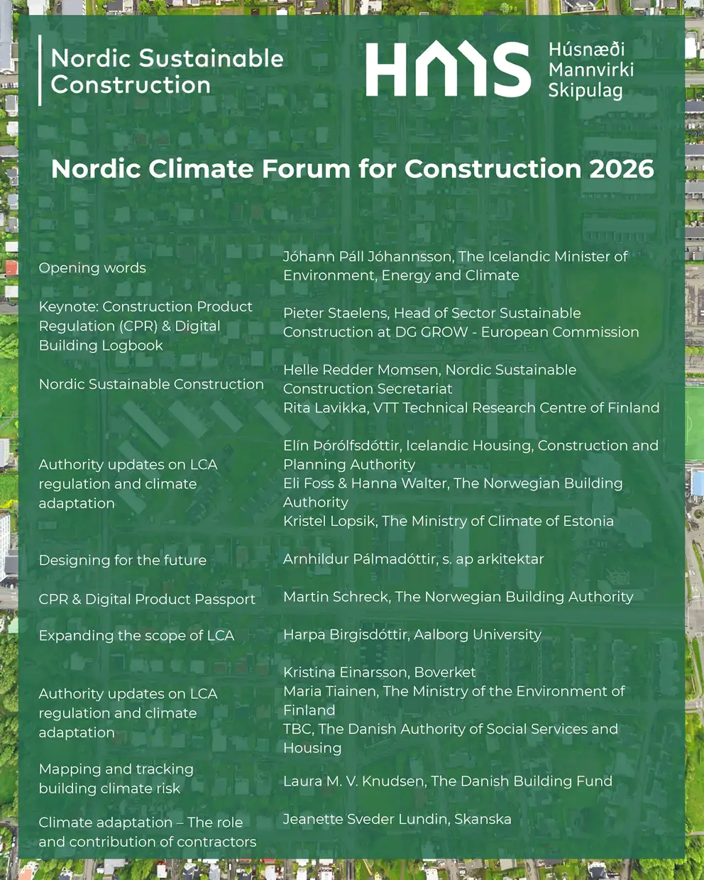 Agenda for Nordic Climate Forum for Construction 2026